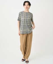 NHKHA01170 GIANNI LO GIUDICE(小さいサイズ)(メゾン ドゥ サンク) [接触冷感]ジオメトリックプリントカットソー オレンジ系