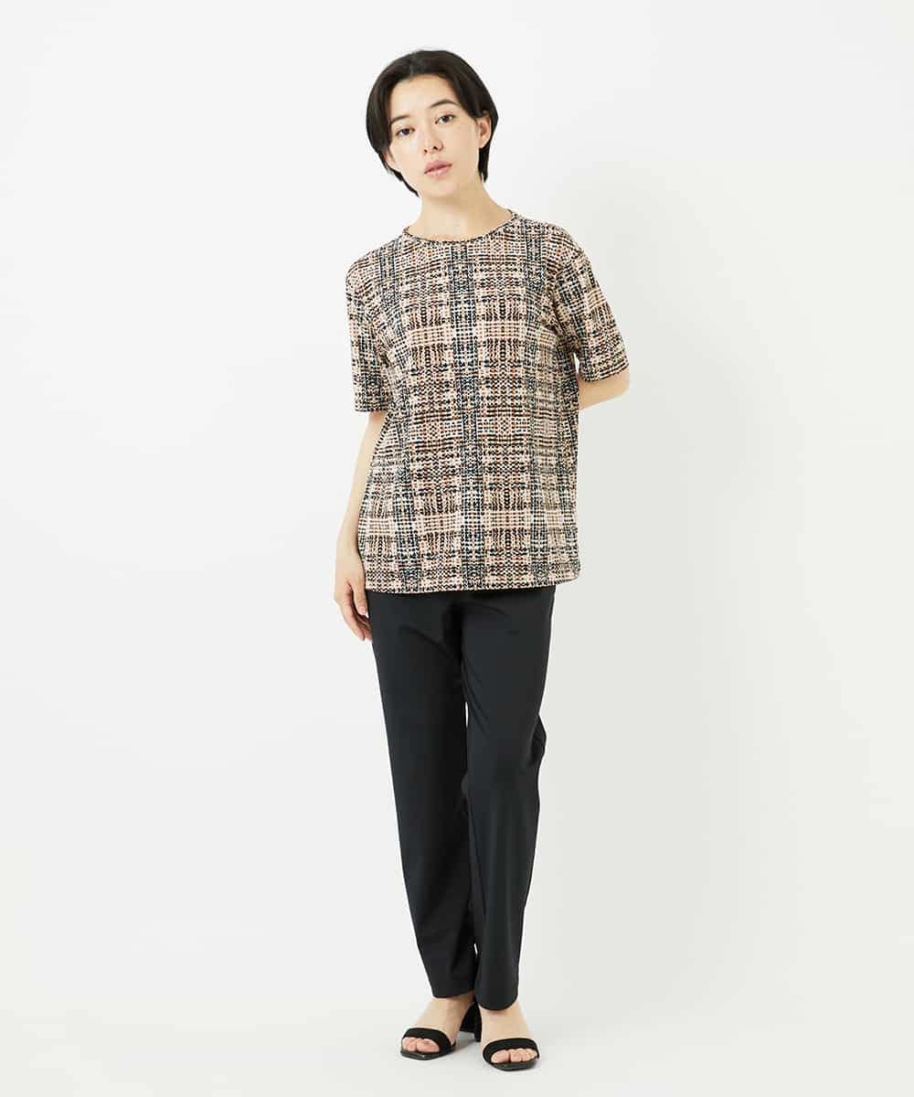NHKHA01170 GIANNI LO GIUDICE(小さいサイズ)(メゾン ドゥ サンク) [接触冷感]ジオメトリックプリントカットソー オレンジ系