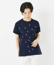 NHKHA02230 GIANNI LO GIUDICE(小さいサイズ)(メゾン ドゥ サンク) コットン天竺しずくプリントカットソープルオーバー ネイビー