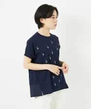 NHKHA02230 GIANNI LO GIUDICE(小さいサイズ)(メゾン ドゥ サンク) コットン天竺しずくプリントカットソープルオーバー ネイビー