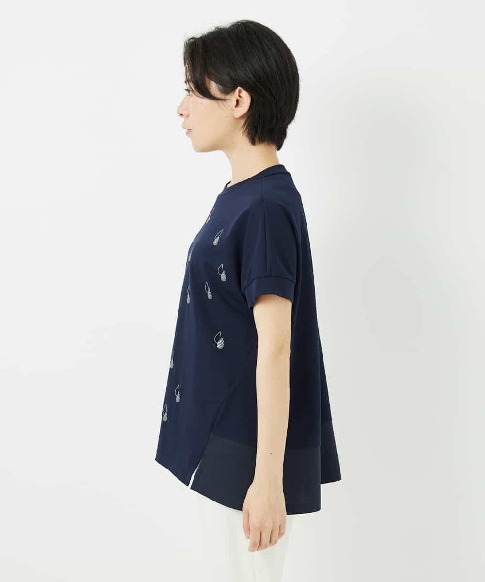 NHKHA02230 GIANNI LO GIUDICE(小さいサイズ)(メゾン ドゥ サンク) コットン天竺しずくプリントカットソープルオーバー ネイビー
