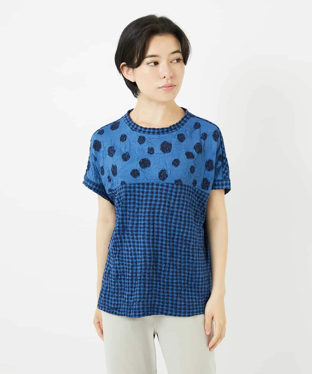 NHKHA11210 GIANNI LO GIUDICE(小さいサイズ) [日本製]麻混ドットワッシャージャガードカットソー
