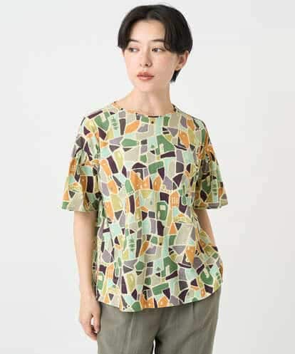 NHKHB33220 GIANNI LO GIUDICE(小さいサイズ) [接触冷感・日本製]強撚コットン天竺プリントカットソー