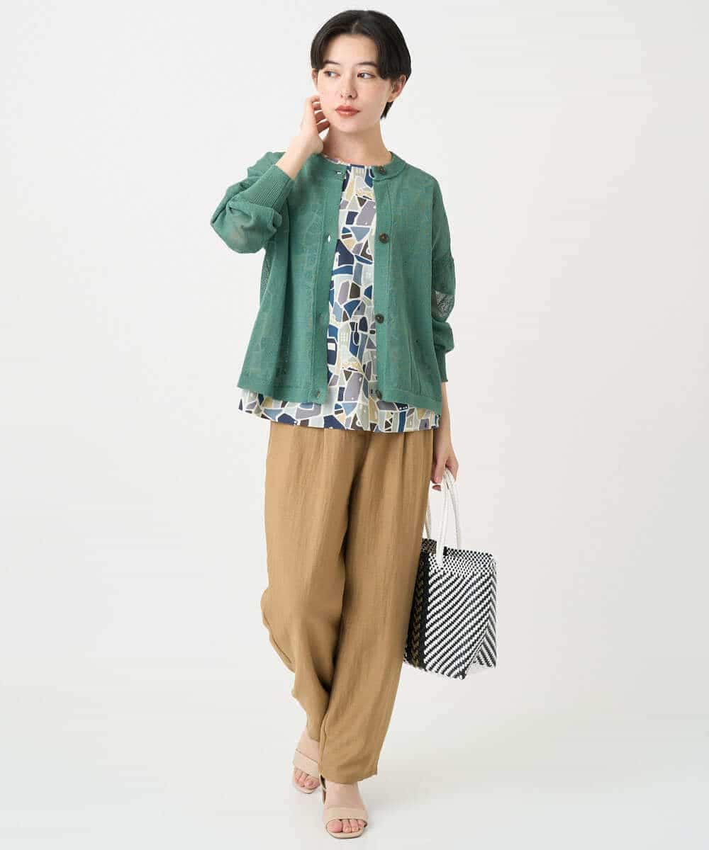 NHKHB33220 GIANNI LO GIUDICE(小さいサイズ)(メゾン ドゥ サンク) [接触冷感・日本製]強撚コットン天竺プリントカットソー ブルー系