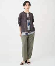 NHKHB81200 GIANNI LO GIUDICE(小さいサイズ)(メゾン ドゥ サンク) [接触冷感・速乾]ルービックブロックプリント分袖カットソー ネイビー系