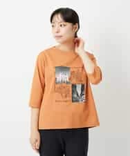 NHKHD01150 GIANNI LO GIUDICE(小さいサイズ)(メゾン ドゥ サンク) 天竺フォトプリントTシャツ オレンジ