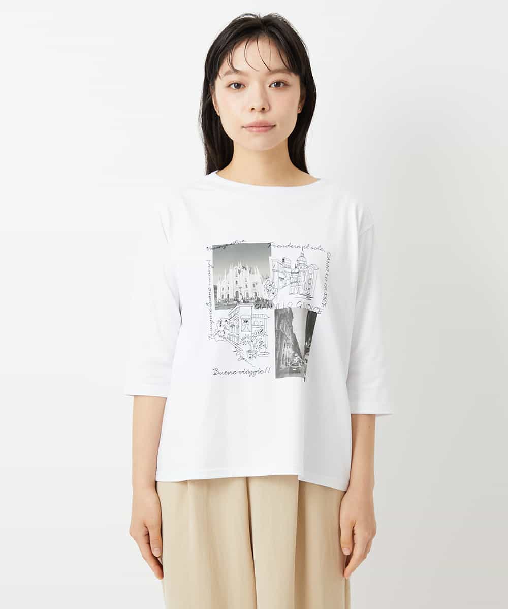 NHKHD01150 GIANNI LO GIUDICE(小さいサイズ)(メゾン ドゥ サンク) 天竺フォトプリントTシャツ ホワイト