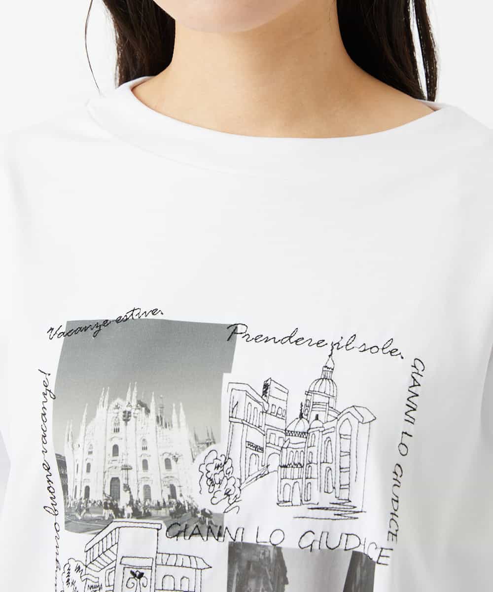 NHKHD01150 GIANNI LO GIUDICE(小さいサイズ)(メゾン ドゥ サンク) 天竺フォトプリントTシャツ ホワイト