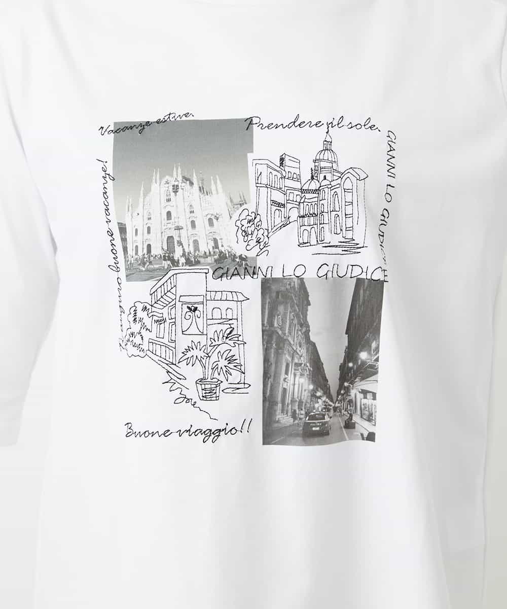NHKHD01150 GIANNI LO GIUDICE(小さいサイズ)(メゾン ドゥ サンク) 天竺フォトプリントTシャツ ホワイト