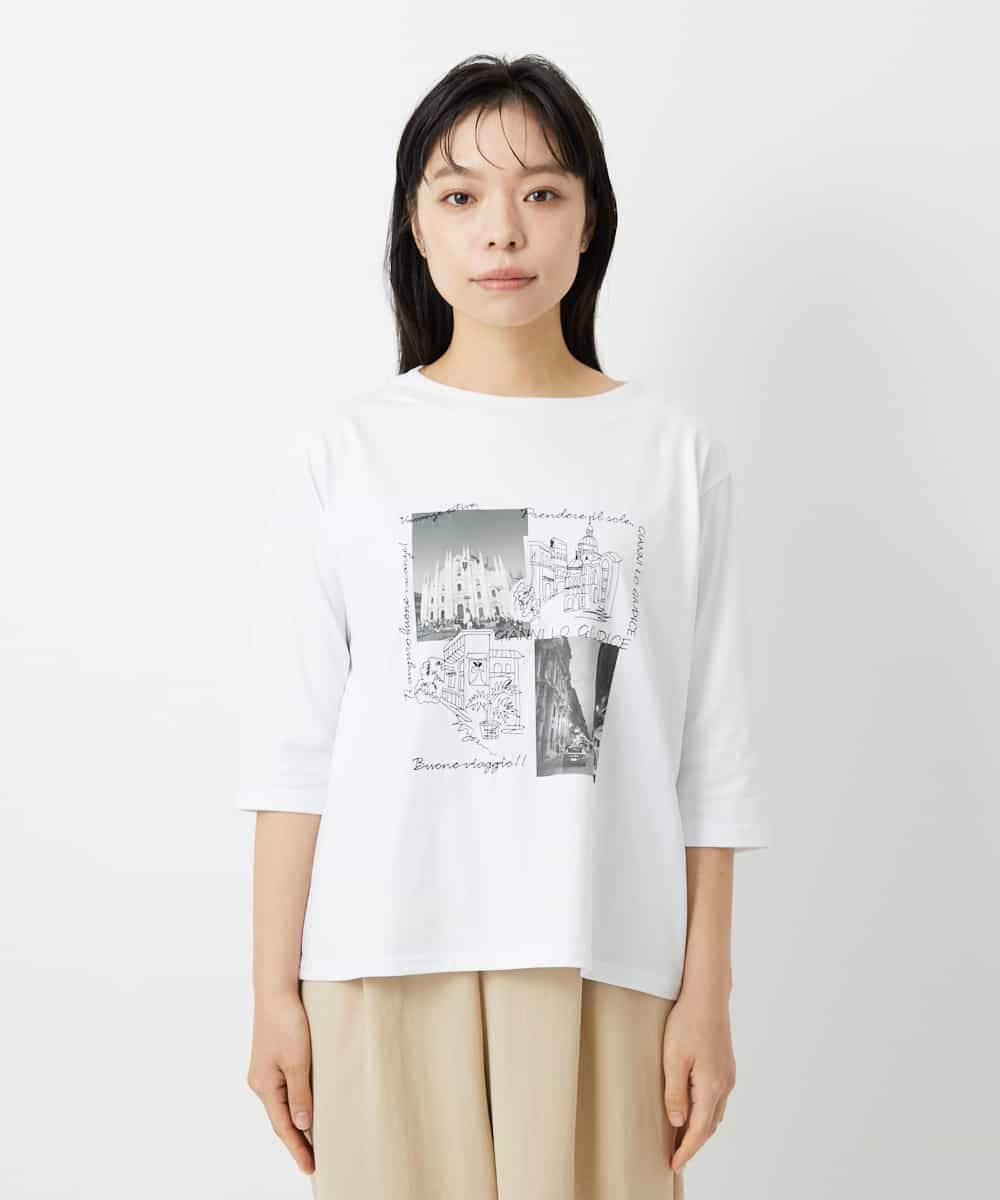 NHKHD01150 GIANNI LO GIUDICE(小さいサイズ)(メゾン ドゥ サンク) 天竺フォトプリントTシャツ ホワイト