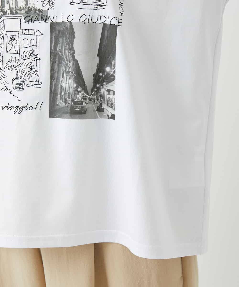 NHKHD01150 GIANNI LO GIUDICE(小さいサイズ)(メゾン ドゥ サンク) 天竺フォトプリントTシャツ ホワイト