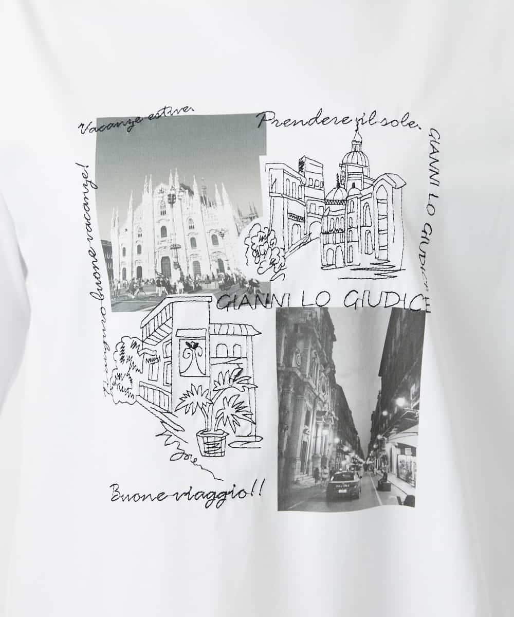 NHKHD01150 GIANNI LO GIUDICE(小さいサイズ)(メゾン ドゥ サンク) 天竺フォトプリントTシャツ ホワイト