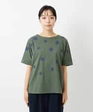 NHKHD02150 GIANNI LO GIUDICE(小さいサイズ)(メゾン ドゥ サンク) 天竺フラワー刺繍カットソー カーキ