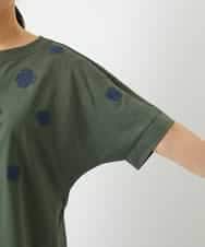 NHKHD02150 GIANNI LO GIUDICE(小さいサイズ)(メゾン ドゥ サンク) 天竺フラワー刺繍カットソー カーキ