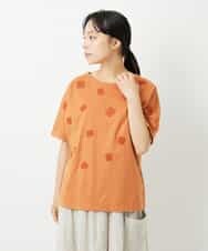 NHKHD02150 GIANNI LO GIUDICE(小さいサイズ)(メゾン ドゥ サンク) 天竺フラワー刺繍カットソー カーキ