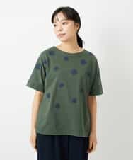 NHKHD02150 GIANNI LO GIUDICE(小さいサイズ)(メゾン ドゥ サンク) 天竺フラワー刺繍カットソー カーキ
