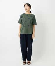 NHKHD02150 GIANNI LO GIUDICE(小さいサイズ)(メゾン ドゥ サンク) 天竺フラワー刺繍カットソー カーキ