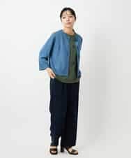 NHKHD02150 GIANNI LO GIUDICE(小さいサイズ)(メゾン ドゥ サンク) 天竺フラワー刺繍カットソー カーキ