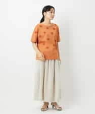 NHKHD02150 GIANNI LO GIUDICE(小さいサイズ)(メゾン ドゥ サンク) 天竺フラワー刺繍カットソー カーキ