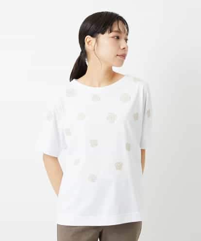 NHKHD02150  天竺フラワー刺繍カットソー