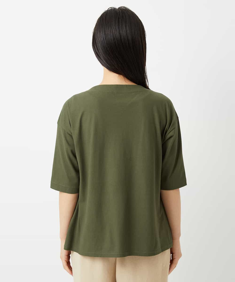 NHKHD04110 GIANNI LO GIUDICE(小さいサイズ)(メゾン ドゥ サンク) [日本製]クールローレルスカイコットTシャツ カーキ