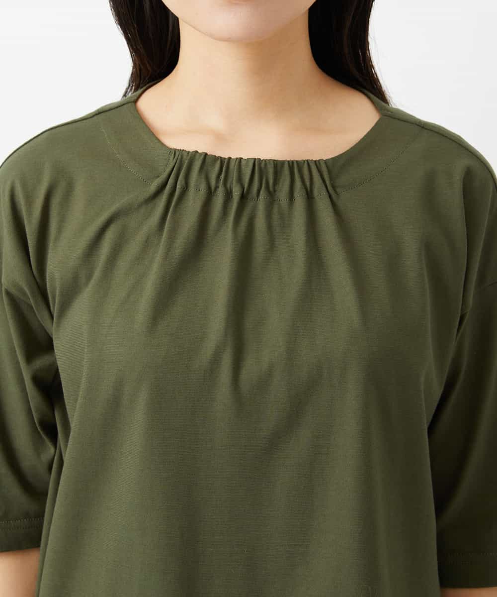 NHKHD04110 GIANNI LO GIUDICE(小さいサイズ)(メゾン ドゥ サンク) [日本製]クールローレルスカイコットTシャツ カーキ