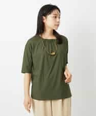NHKHD04110 GIANNI LO GIUDICE(小さいサイズ)(メゾン ドゥ サンク) [日本製]クールローレルスカイコットTシャツ カーキ