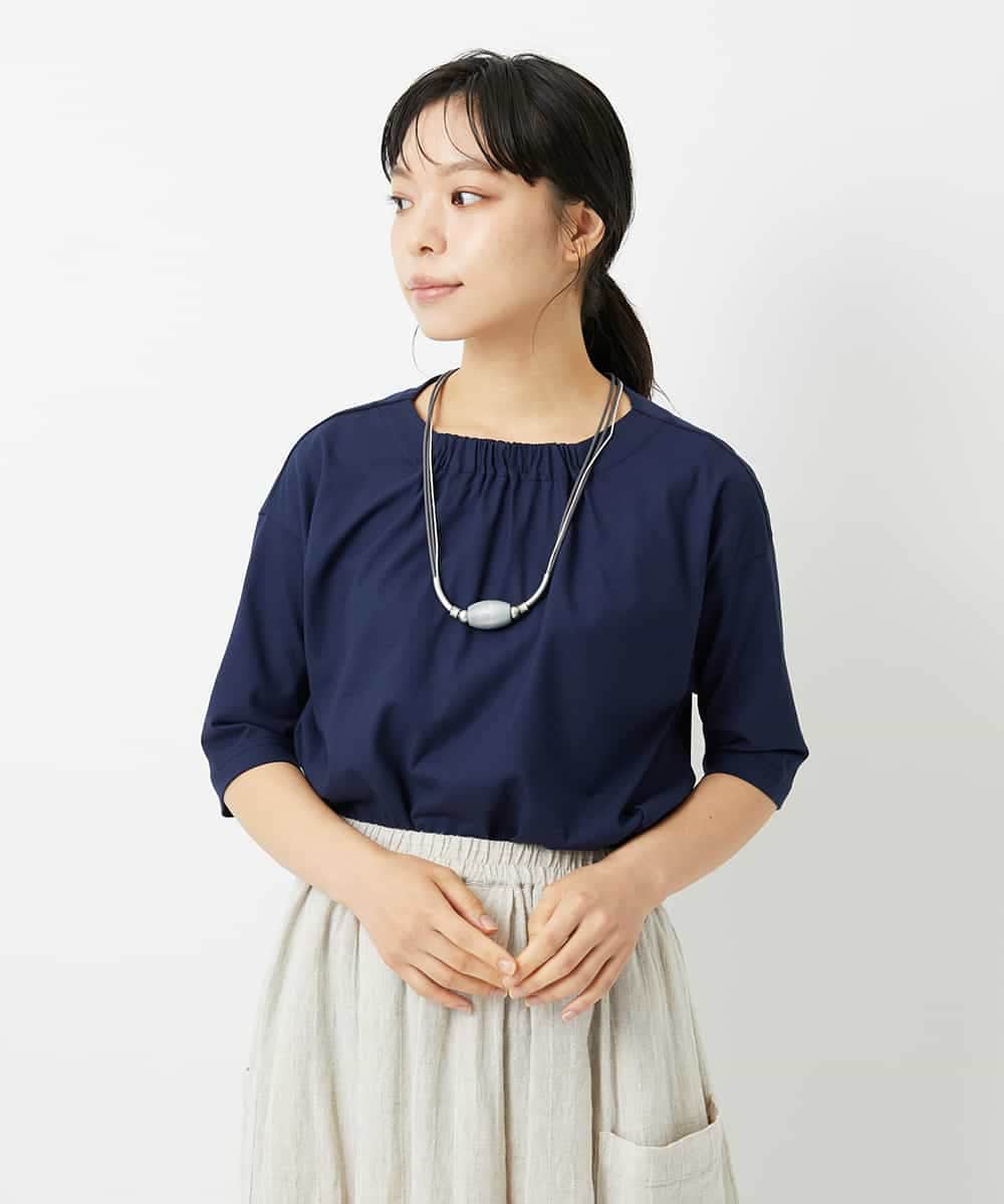 NHKHD04110 GIANNI LO GIUDICE(小さいサイズ)(メゾン ドゥ サンク) [日本製]クールローレルスカイコットTシャツ カーキ