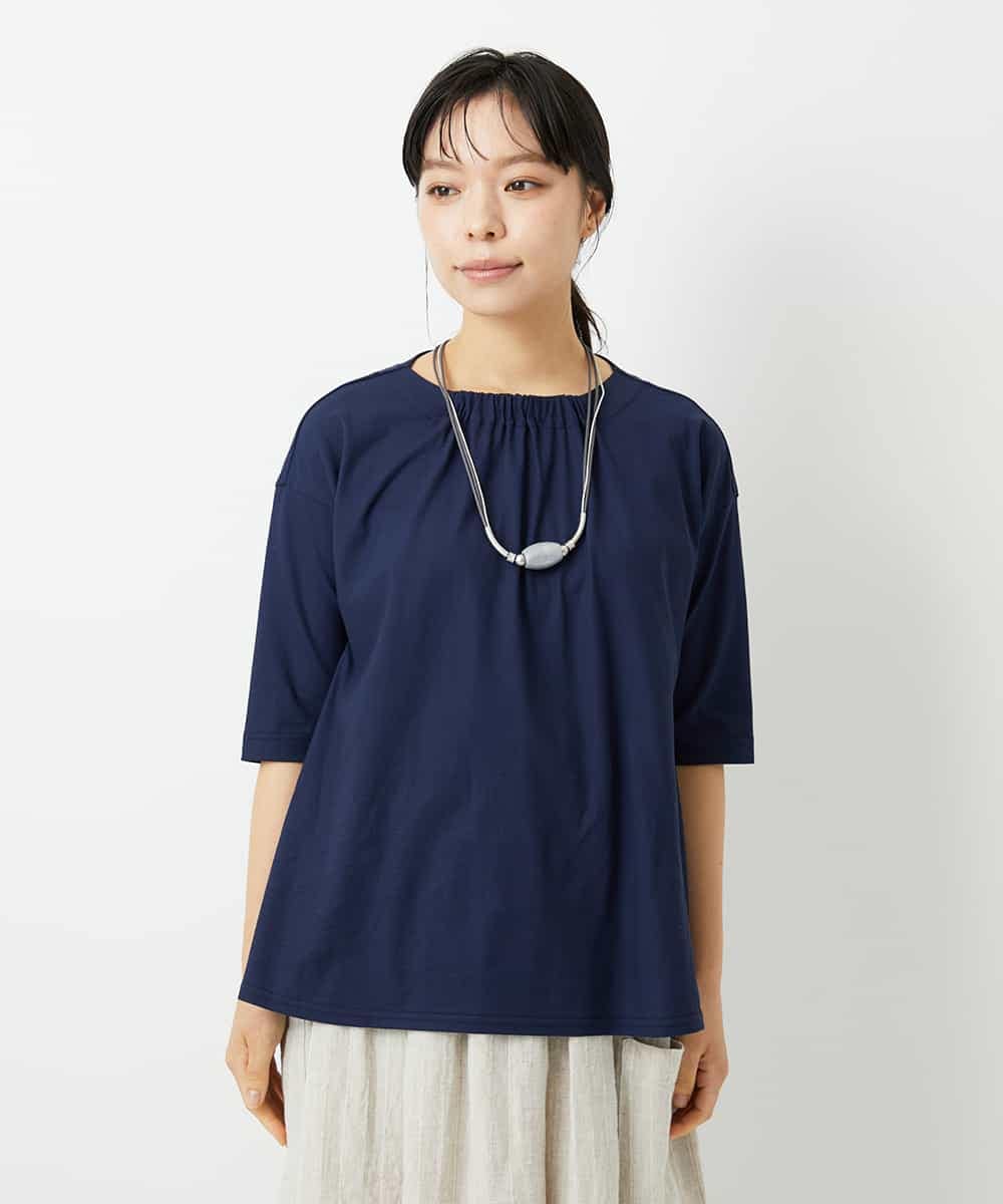 NHKHD04110 GIANNI LO GIUDICE(小さいサイズ)(メゾン ドゥ サンク) [日本製]クールローレルスカイコットTシャツ カーキ