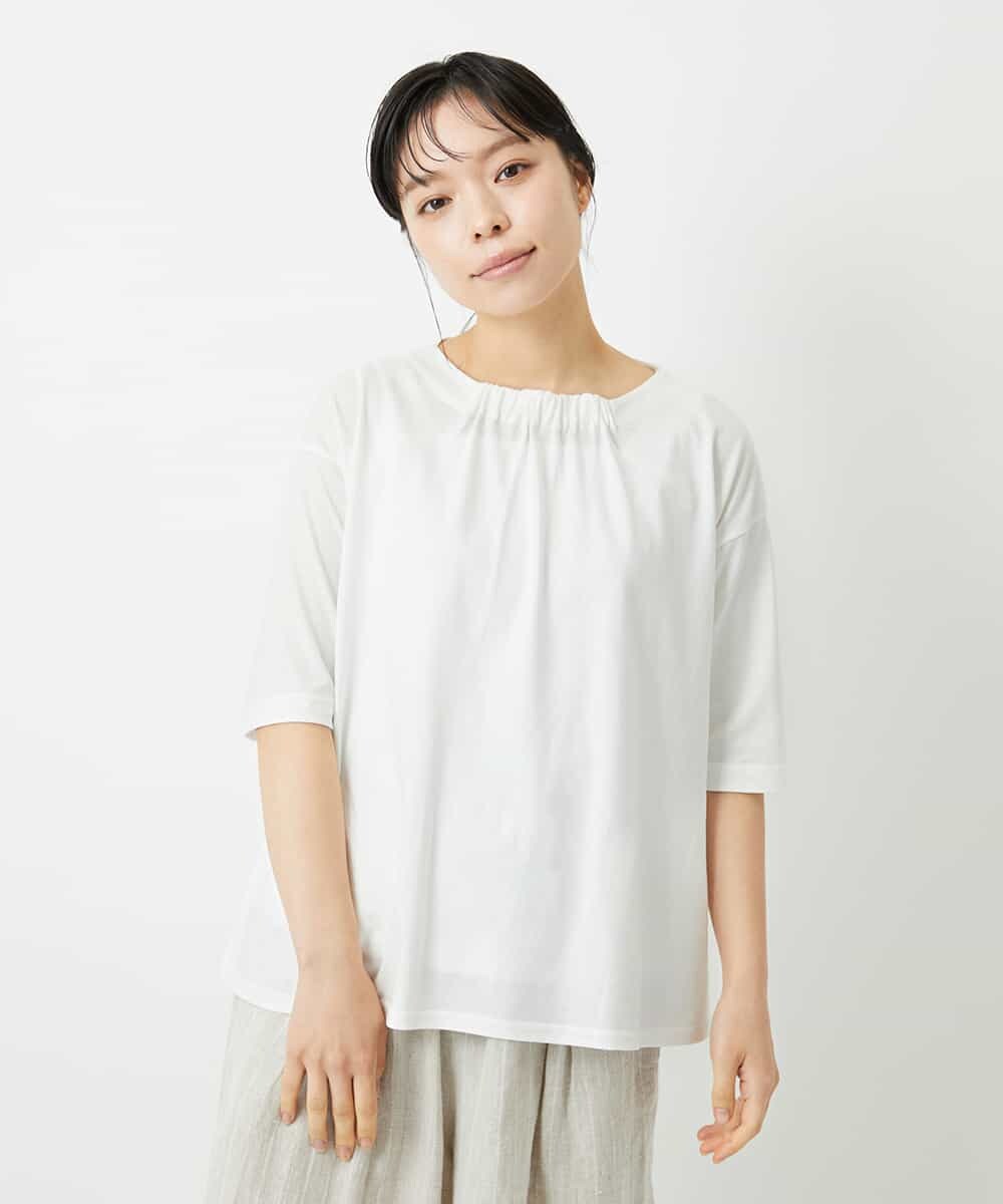 NHKHD04110 GIANNI LO GIUDICE(小さいサイズ)(メゾン ドゥ サンク) [日本製]クールローレルスカイコットTシャツ カーキ