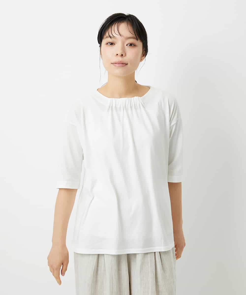 NHKHD04110 GIANNI LO GIUDICE(小さいサイズ)(メゾン ドゥ サンク) [日本製]クールローレルスカイコットTシャツ カーキ