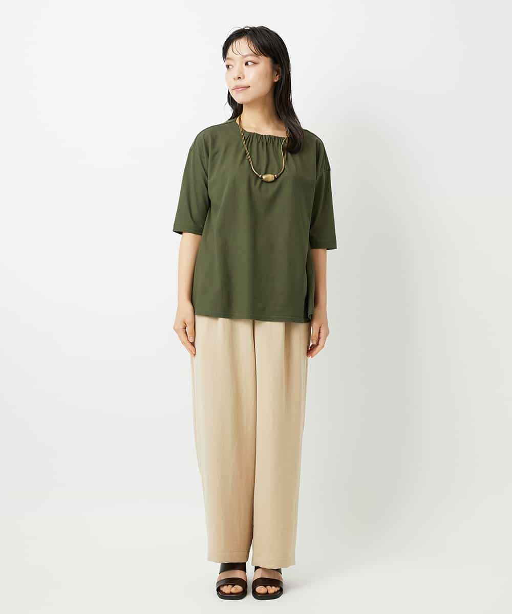 NHKHD04110 GIANNI LO GIUDICE(小さいサイズ)(メゾン ドゥ サンク) [日本製]クールローレルスカイコットTシャツ カーキ