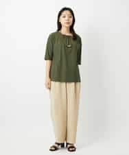NHKHD04110 GIANNI LO GIUDICE(小さいサイズ)(メゾン ドゥ サンク) [日本製]クールローレルスカイコットTシャツ カーキ