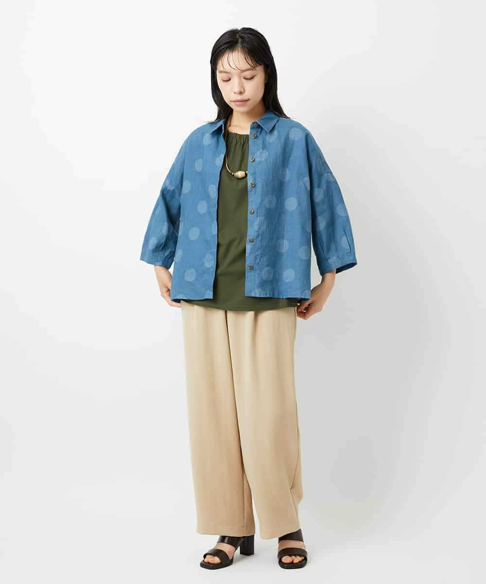 NHKHD04110 GIANNI LO GIUDICE(小さいサイズ)(メゾン ドゥ サンク) [日本製]クールローレルスカイコットTシャツ カーキ