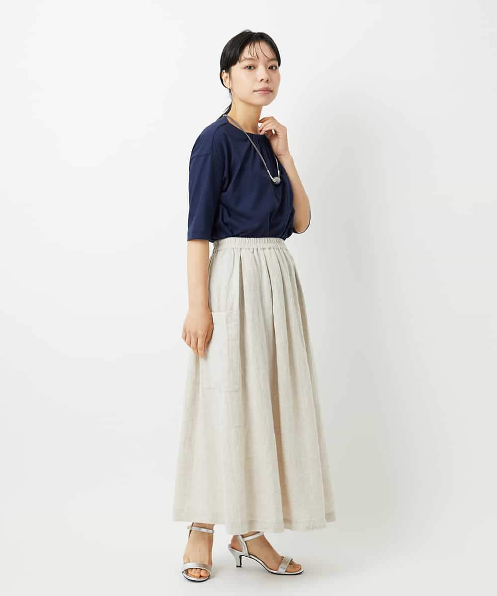 NHKHD04110 GIANNI LO GIUDICE(小さいサイズ)(メゾン ドゥ サンク) [日本製]クールローレルスカイコットTシャツ カーキ