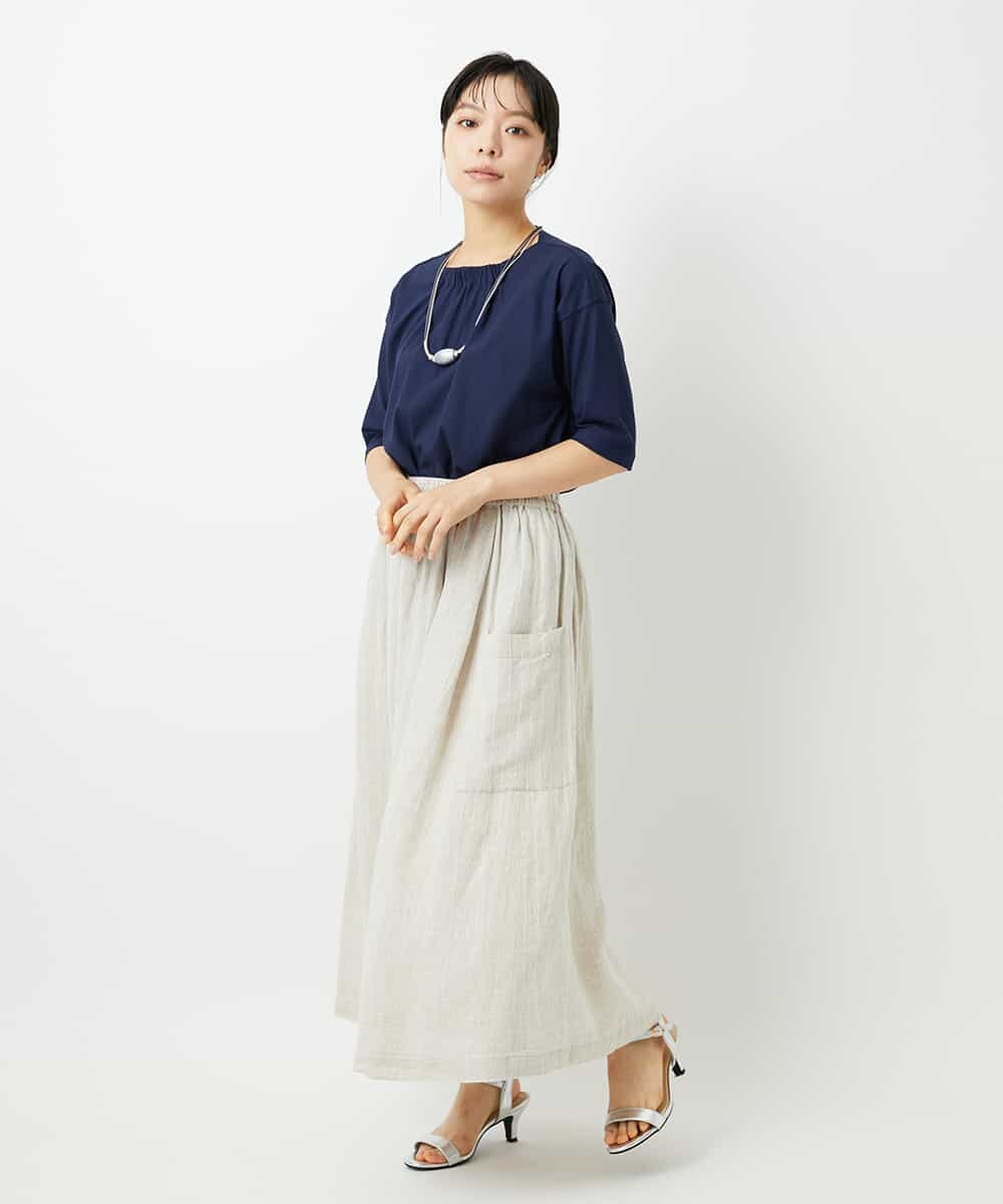 NHKHD04110 GIANNI LO GIUDICE(小さいサイズ)(メゾン ドゥ サンク) [日本製]クールローレルスカイコットTシャツ カーキ