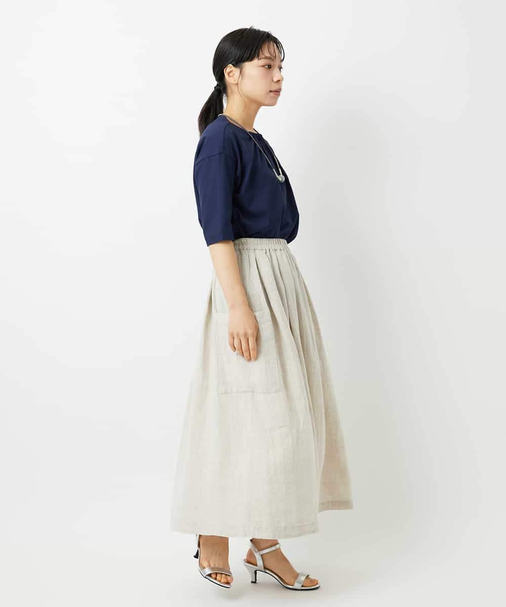 NHKHD04110 GIANNI LO GIUDICE(小さいサイズ)(メゾン ドゥ サンク) [日本製]クールローレルスカイコットTシャツ カーキ