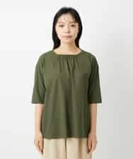 NHKHD04110 GIANNI LO GIUDICE(小さいサイズ)(メゾン ドゥ サンク) [日本製]クールローレルスカイコットTシャツ カーキ