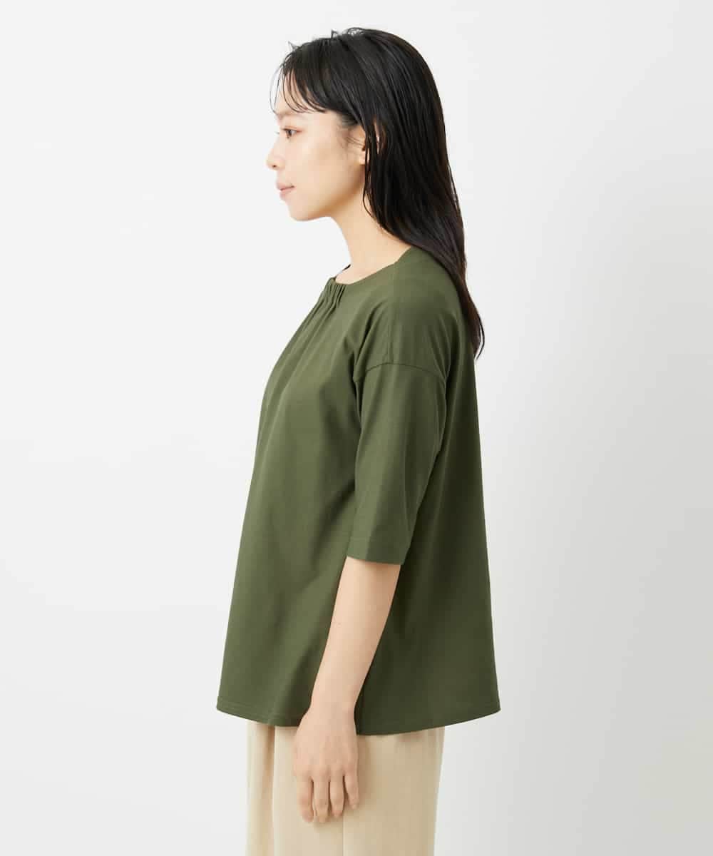 NHKHD04110 GIANNI LO GIUDICE(小さいサイズ)(メゾン ドゥ サンク) [日本製]クールローレルスカイコットTシャツ カーキ