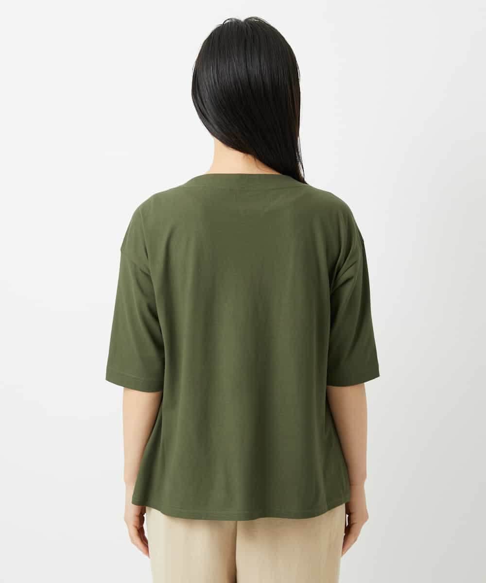 NHKHD04110 GIANNI LO GIUDICE(小さいサイズ)(メゾン ドゥ サンク) [日本製]クールローレルスカイコットTシャツ カーキ