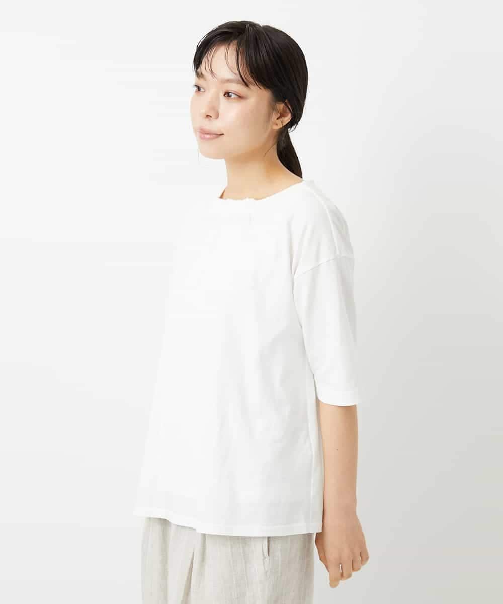 NHKHD04110 GIANNI LO GIUDICE(小さいサイズ)(メゾン ドゥ サンク) [日本製]クールローレルスカイコットTシャツ ホワイト