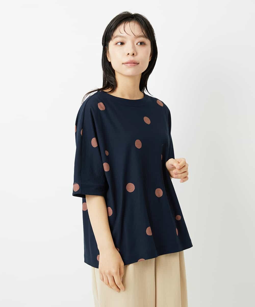 NHKHD05180 GIANNI LO GIUDICE(小さいサイズ)(メゾン ドゥ サンク) 抜染ドットカットソー カーキ