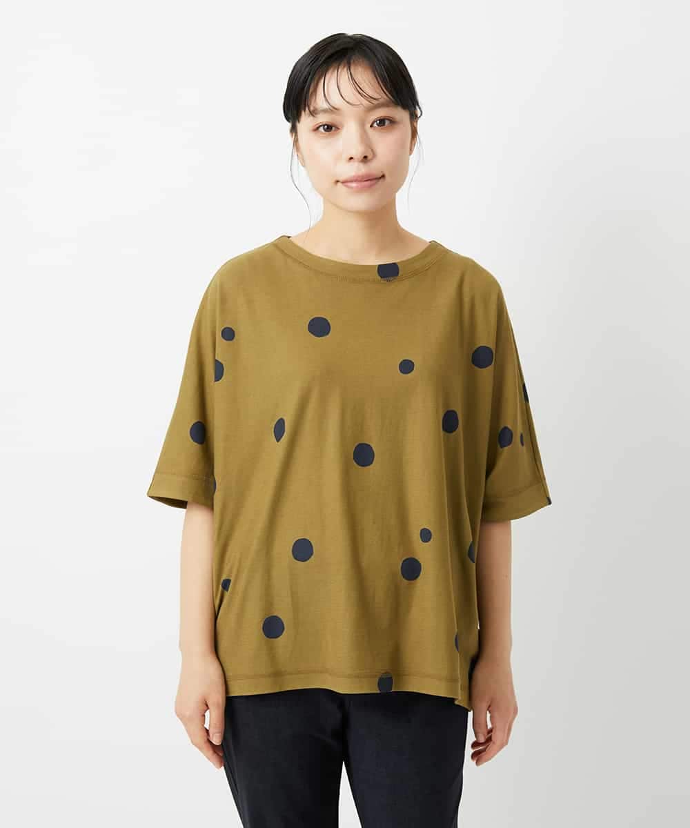 NHKHD05180 GIANNI LO GIUDICE(小さいサイズ)(メゾン ドゥ サンク) 抜染ドットカットソー カーキ