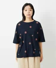 NHKHD05180 GIANNI LO GIUDICE(小さいサイズ)(メゾン ドゥ サンク) 抜染ドットカットソー ネイビー