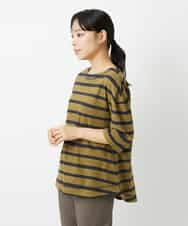 NHKHD06180 GIANNI LO GIUDICE(小さいサイズ)(メゾン ドゥ サンク) 抜染ボーダーカットソー カーキ