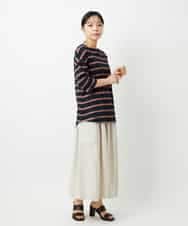 NHKHD06180 GIANNI LO GIUDICE(小さいサイズ)(メゾン ドゥ サンク) 抜染ボーダーカットソー カーキ