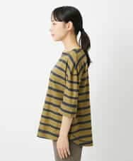 NHKHD06180 GIANNI LO GIUDICE(小さいサイズ)(メゾン ドゥ サンク) 抜染ボーダーカットソー カーキ