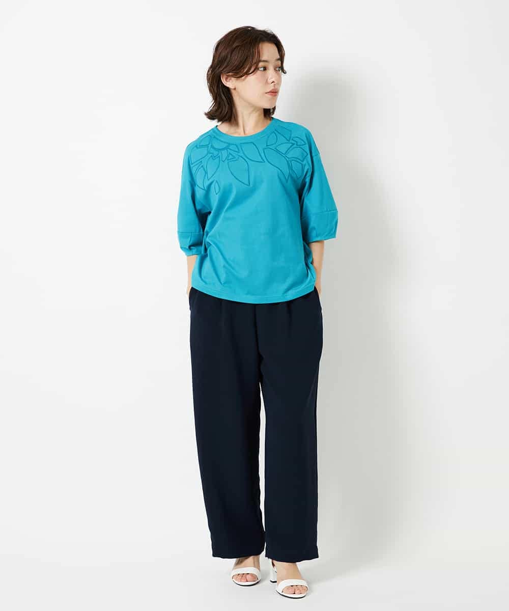 NHKHD66150 GIANNI LO GIUDICE(小さいサイズ)(メゾン ドゥ サンク) ボタニカル刺繍天竺カットソー イエロー