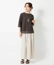 NHKHD67110 GIANNI LO GIUDICE(小さいサイズ)(メゾン ドゥ サンク) チュール切替え天竺カットソー グリーン