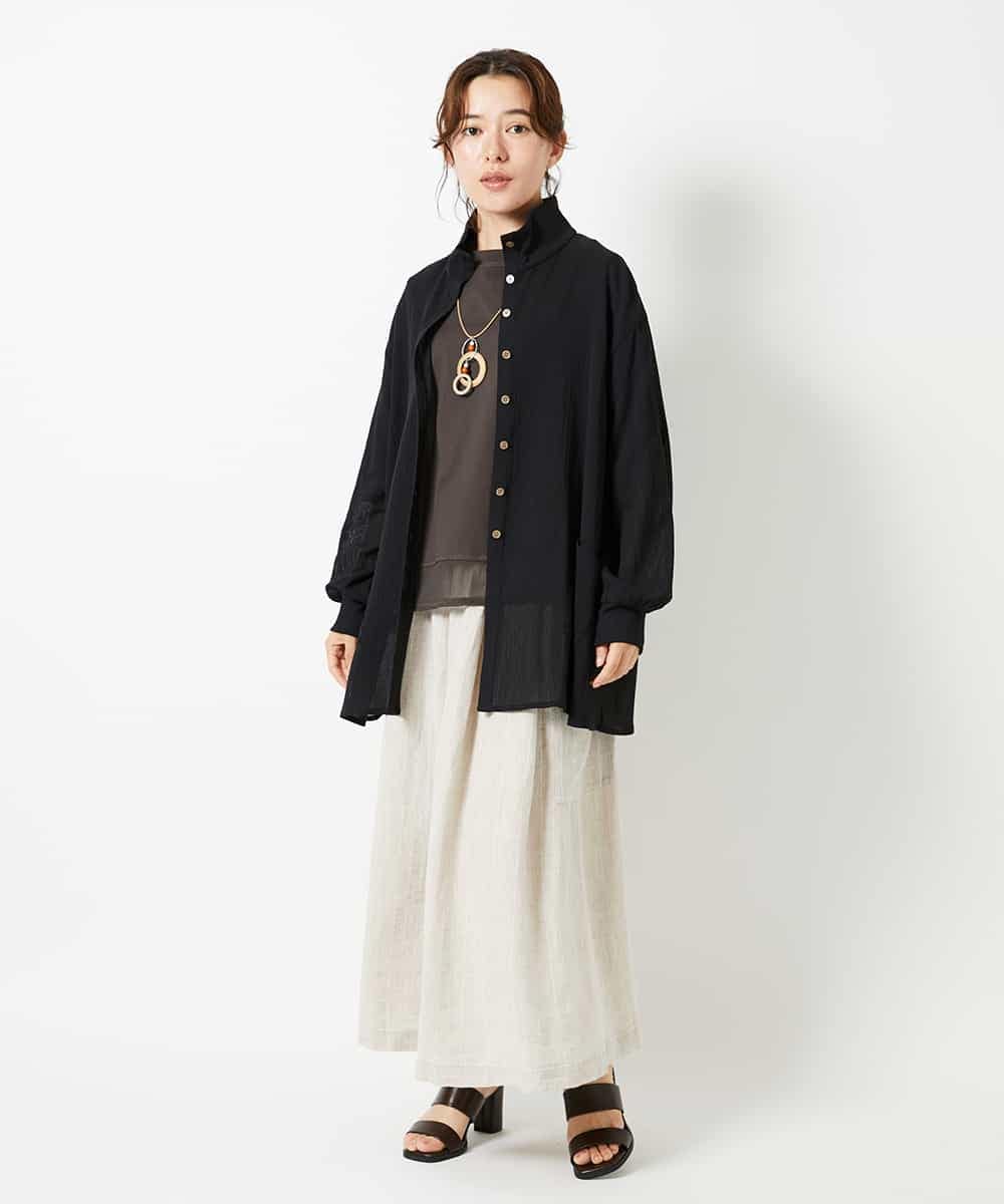 NHKHD67110 GIANNI LO GIUDICE(小さいサイズ)(メゾン ドゥ サンク) チュール切替え天竺カットソー グリーン